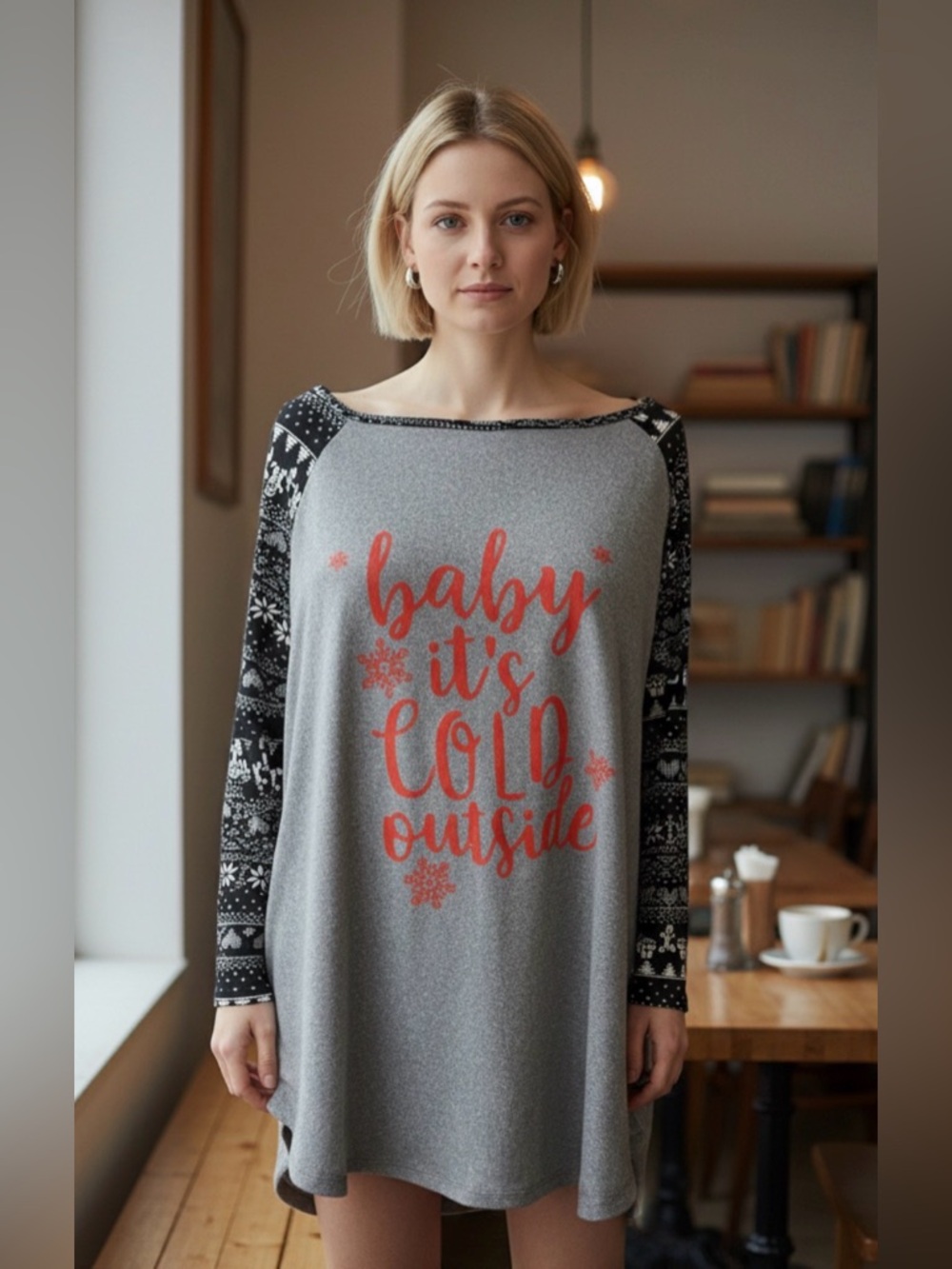 Justify Gray and Black Sleep Shirt